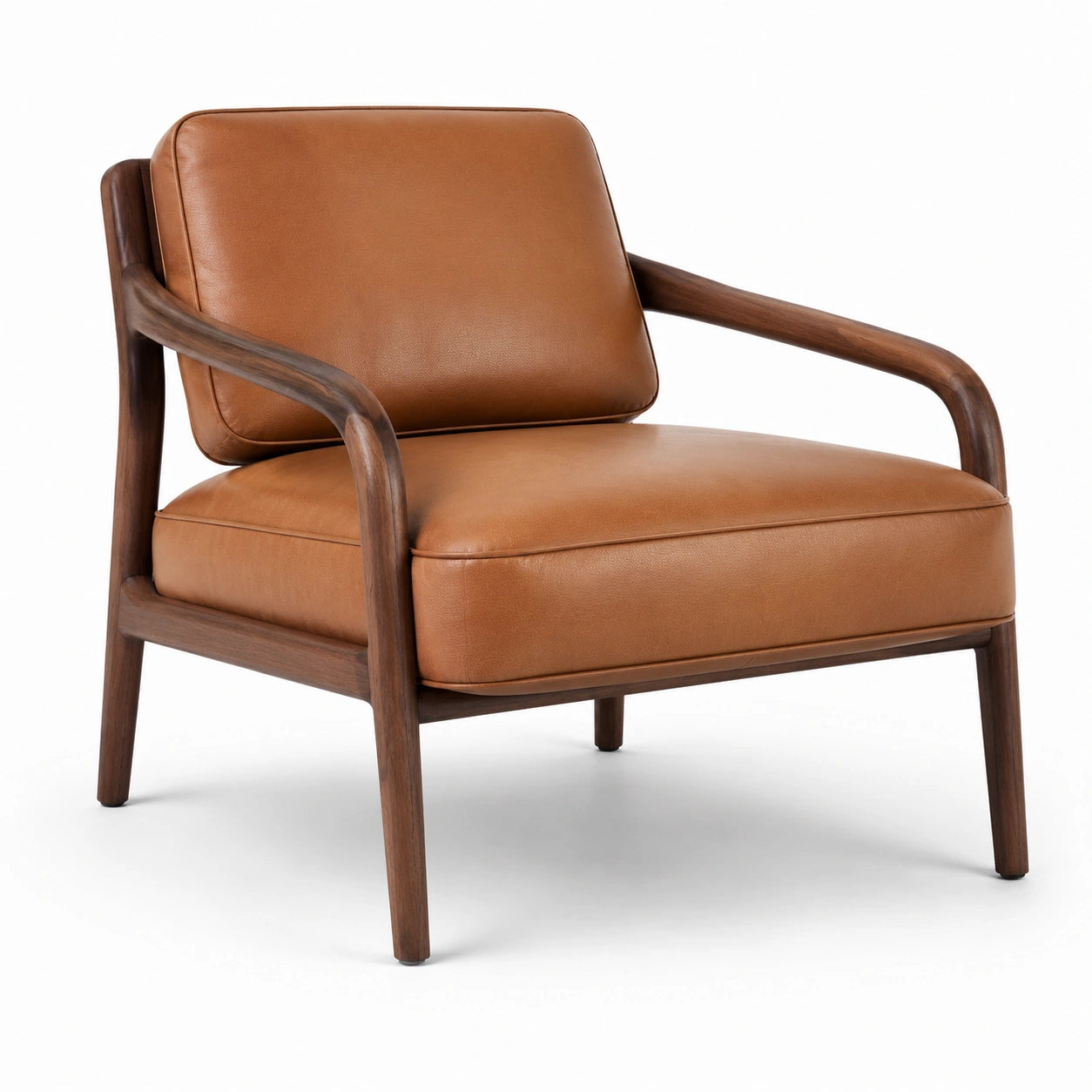 Sillón de Madera y Cuero Sintético Marrón