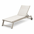 Tumbona de aluminio y textileno beige 195x65x35 cm