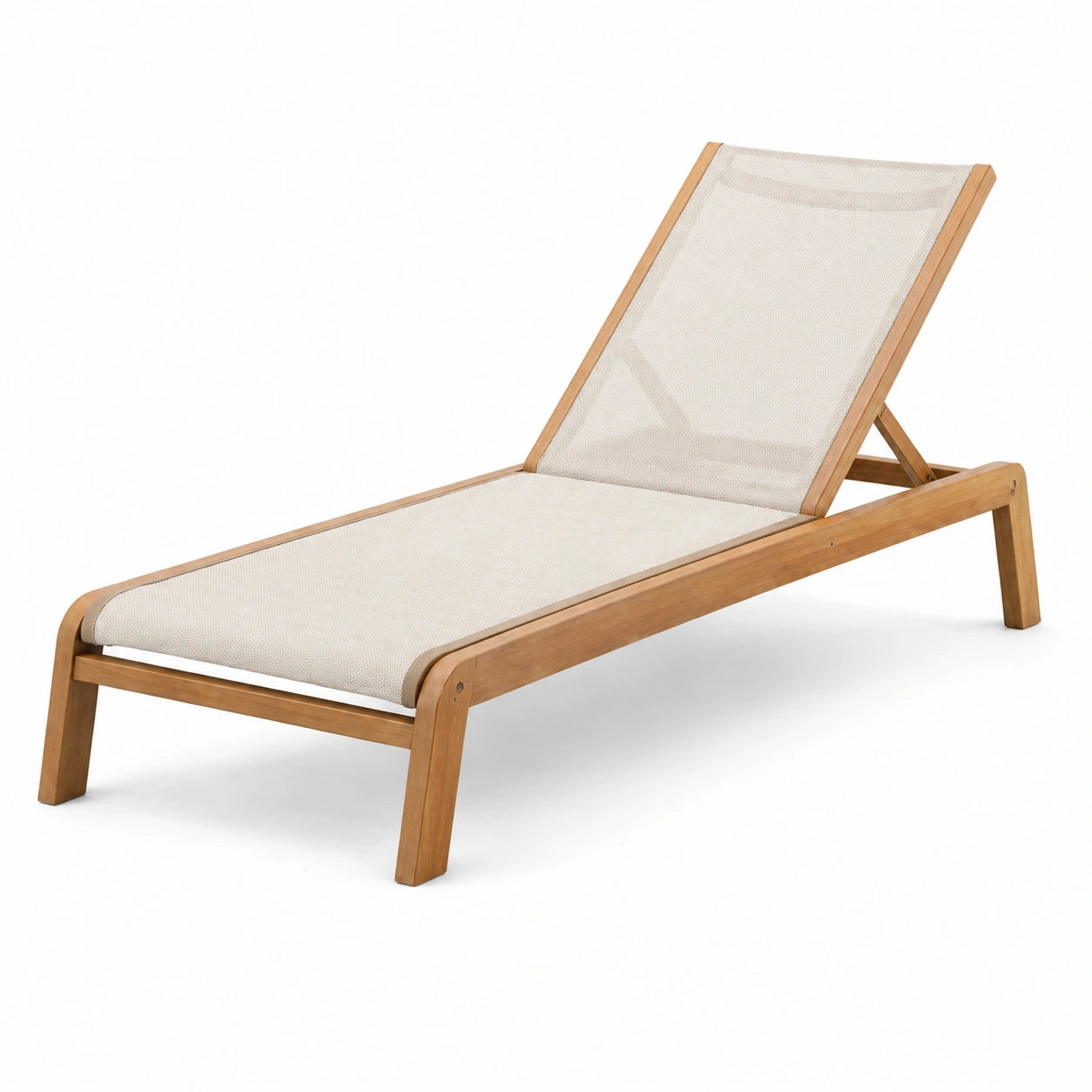 Tumbona de jardín de madera y tela beige 200x65x35 cm